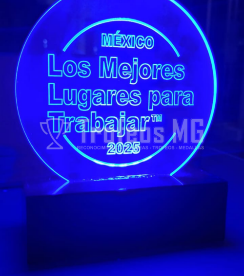 Reconocimiento En Acrilico Grabado Laser Con Luz Led