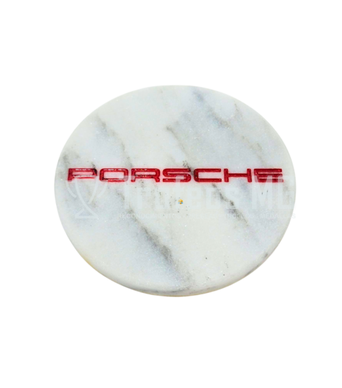 Porta Vaso En Material Tipo Marmol Blanco Con Grabado Laser (Porsche)