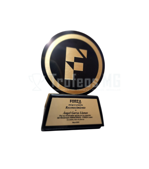 Reconocimiento En Acrilico Negro Con Placa En Color Dorado